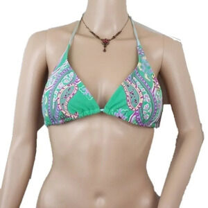 ATHLETA green purple paisley string bikini top S